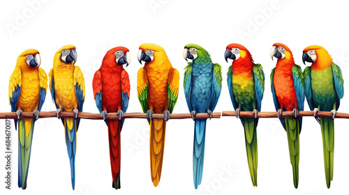 macaws looking isolated on white