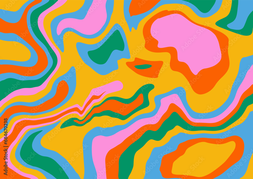 Retro Groovy rainbow background background template. Psychedelic vector illustration. Retro Groovy rainbow background background template. Psychedelic vector illustration.