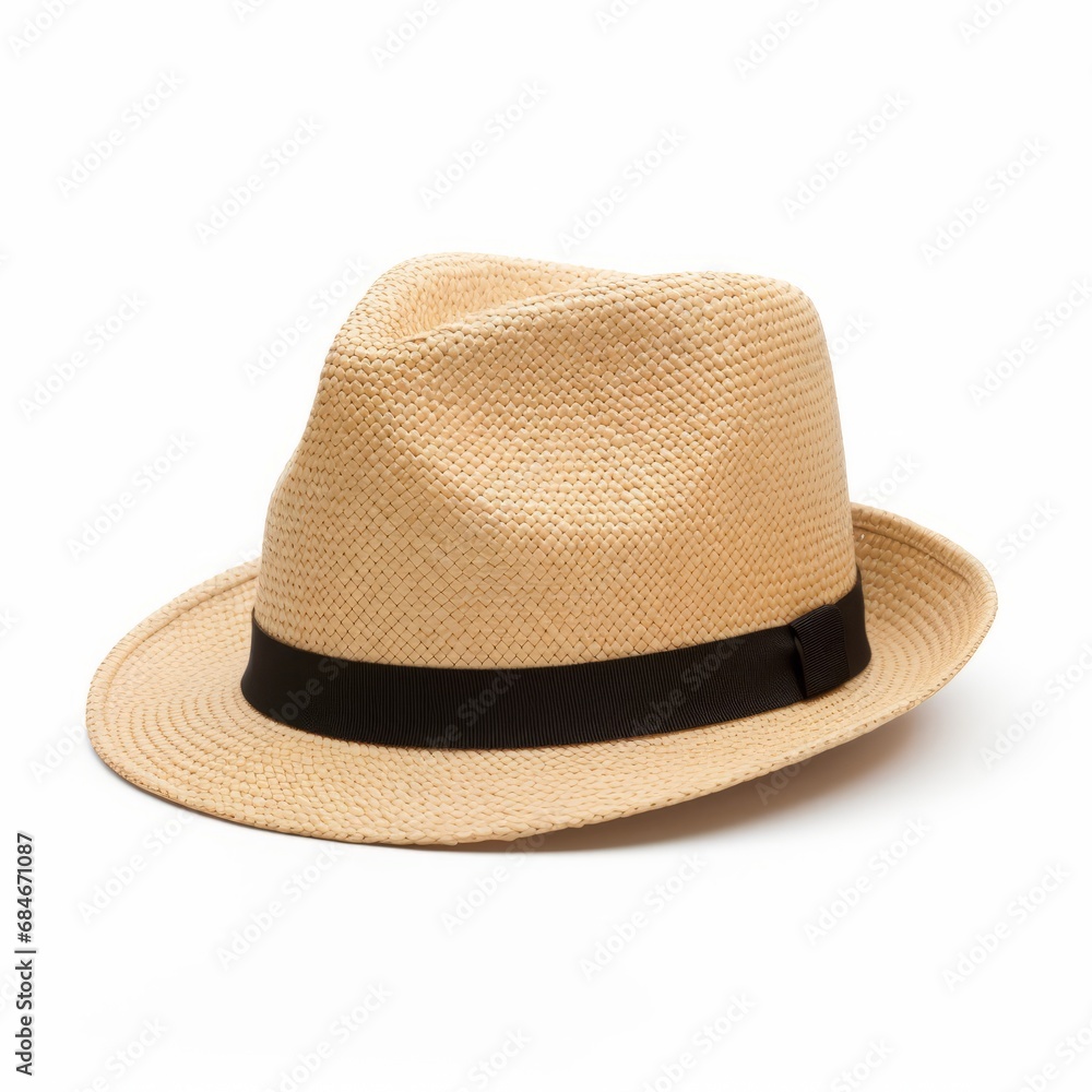 A Stylish Straw Hat with a Chic Black Ribbon A Stylish Straw Hat with a Chic Black Ribbon