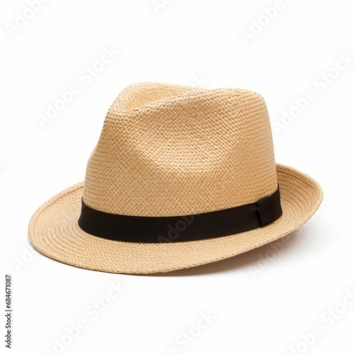A Stylish Straw Hat with a Chic Black Ribbon