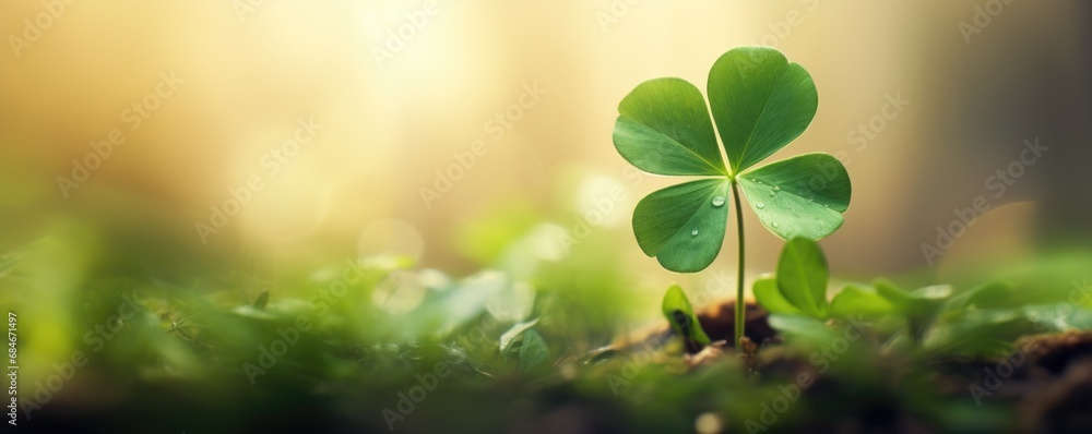 good luck clover leaf nature background - obrazy, fototapety, plakaty 