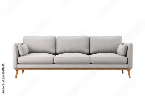 Grey leather and modern 3 seater sofa isolated on a cut out PNG transparent background © Ivan Guia