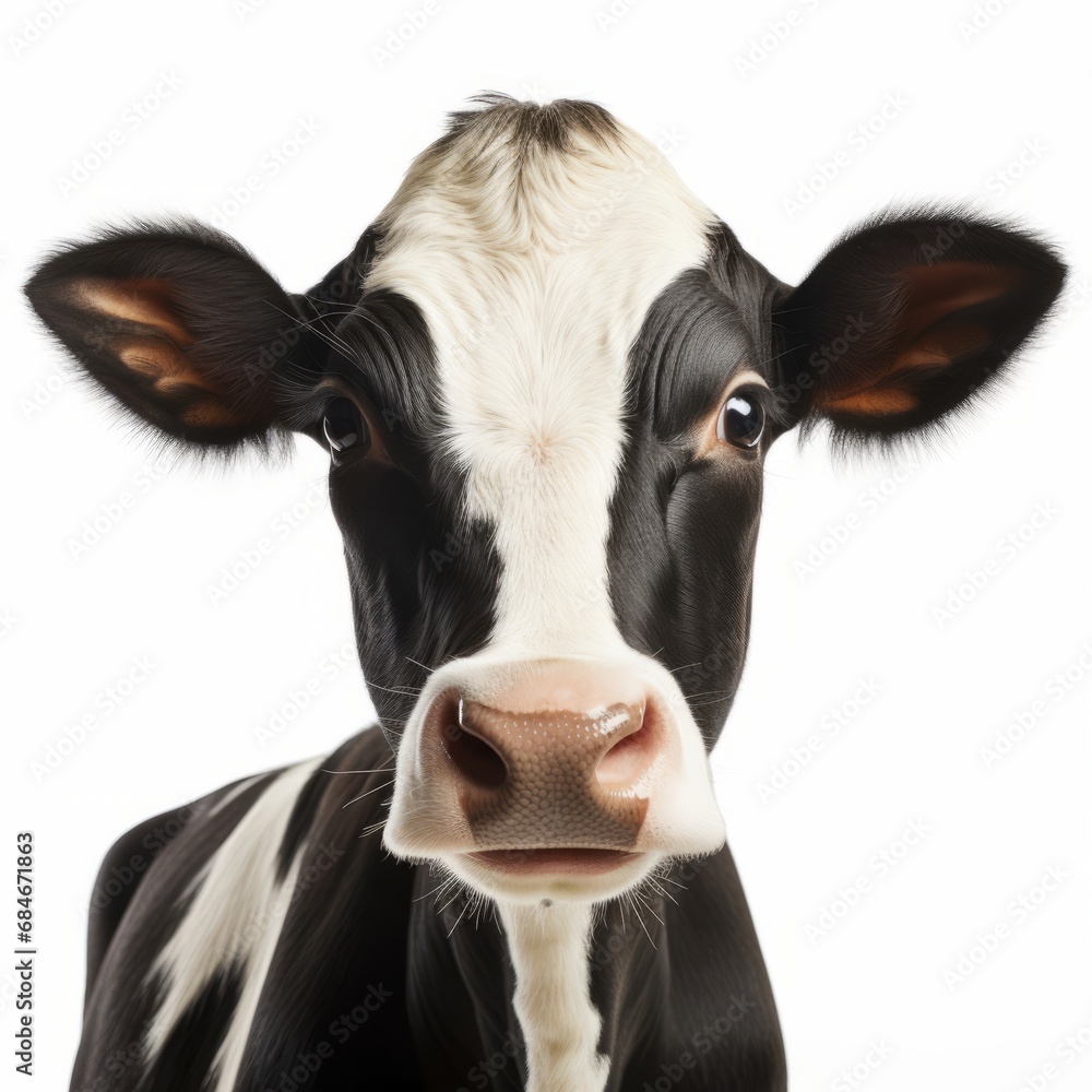 A Portrait of a Curious Black and White Cow Engaging with the Viewer