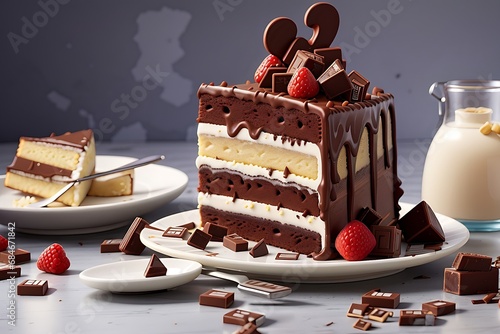 cake with chocolate dark strawberry