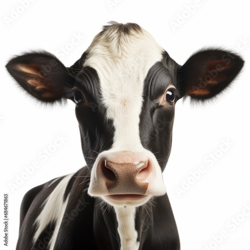 A Portrait of a Curious Black and White Cow Engaging with the Viewer