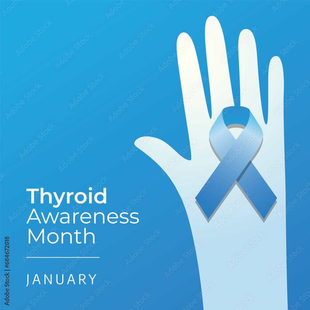 Fototapeta premium Thyroid Awareness Month design template good for celebration usage. blue ribbon vector design. vector eps 10. banner template.