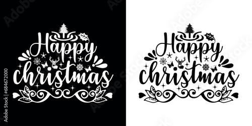 Happy Holly day Christmas Quote lettering design 