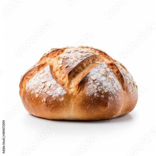 A Scrumptious Loaf of Freshly Baked Bread on a Clean, Crisp White Canvas