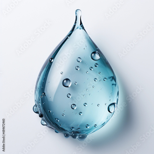 Close up of transparent water drops or oil bubbles on light background