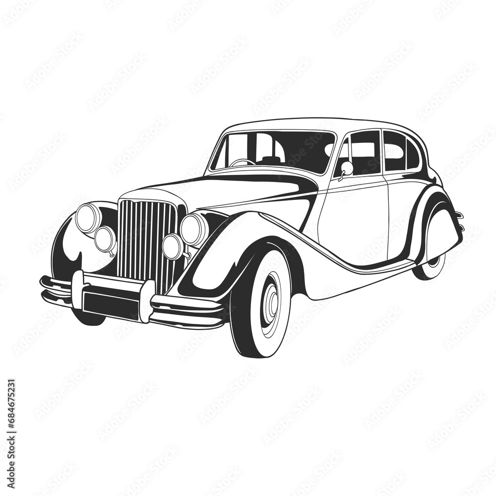Outline illustration design of a vintage car 62