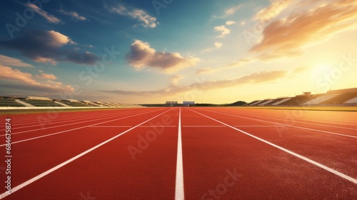 Pristine running track with smooth surface ready for runners