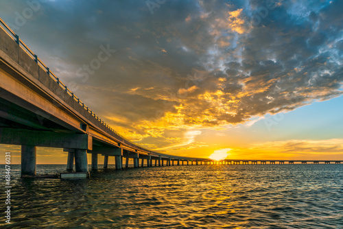 The Rodanthe Bridge is designed to be a sustainable solution to protect against storms. It is located at the northern end of the Pea Island National Wildlife Refuge in North Carolina.