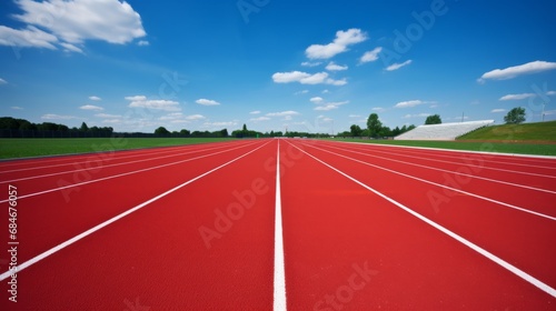 Pristine running track with smooth surface ready for runners