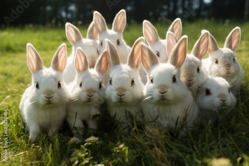 Group of rabbits closeup