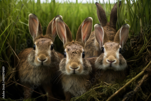 Group of rabbits closeup