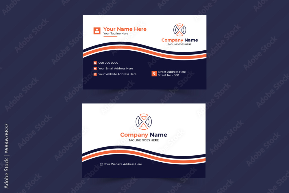 creative business card template. landscape orientation. Horizontal and vertical layout. Personal visiting card with company logo. Vector illustration.
 - obrazy, fototapety, plakaty 