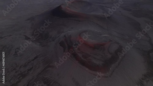 DRONE AERIAL FOOTAGE: Fjallabak craters in Iceland. Landmannalaugar Black Craters. photo