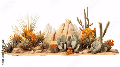A 3D illustration showcasing dried vegetation isolated on a white background. photo