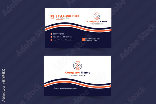 creative business card template. landscape orientation. Horizontal and vertical layout. Personal visiting card with company logo. Vector illustration.
 photo