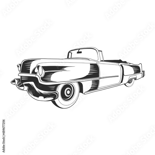 Outline illustration design of a vintage car 66