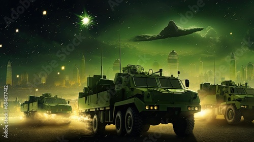 Pakistan military truck in the night