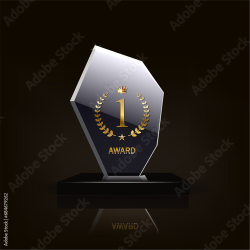 Glass Award template. Vector blank glass trophy award.