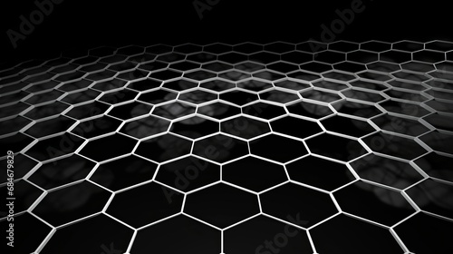 Generative AI image of black and white banner of a hive like net background