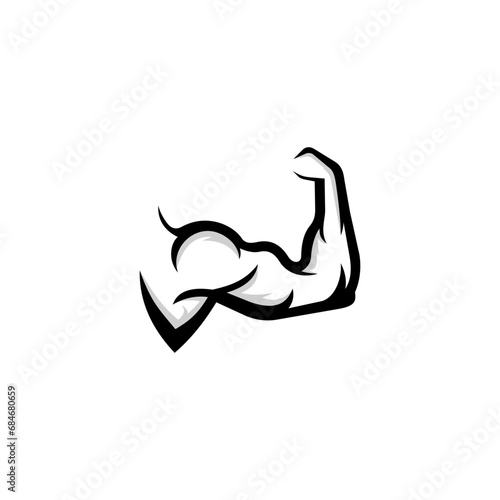 Bodybuilder Hand Fitness Logo White Background
