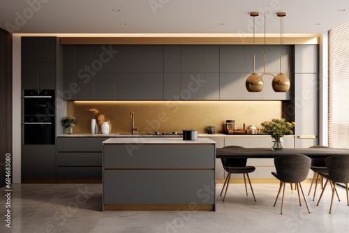 Interior kitchen design details - modern cabinets and wooden furniture  LED Lights and fabulous amenities