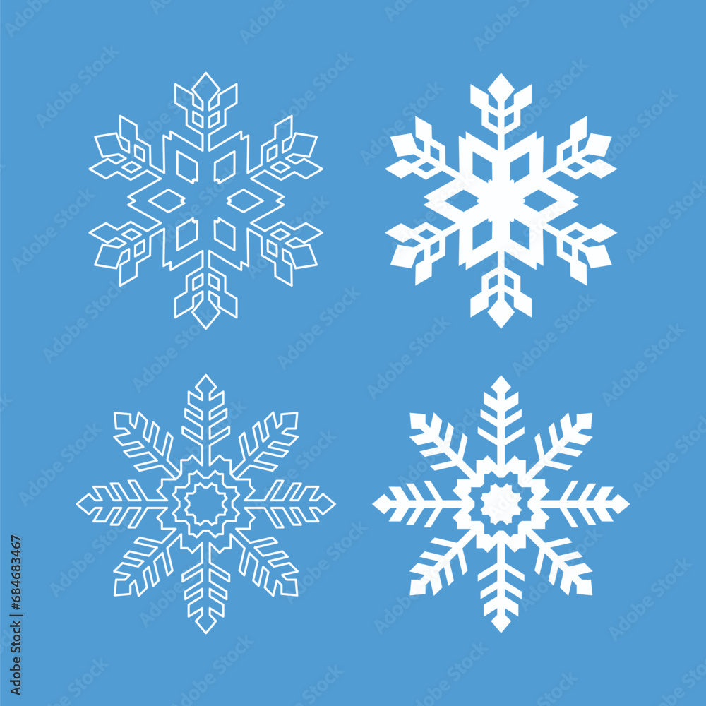 ice crystal snowflake element set isolated icon outline design winter vector ice crystal snowflake element set isolated icon outline design winter vector