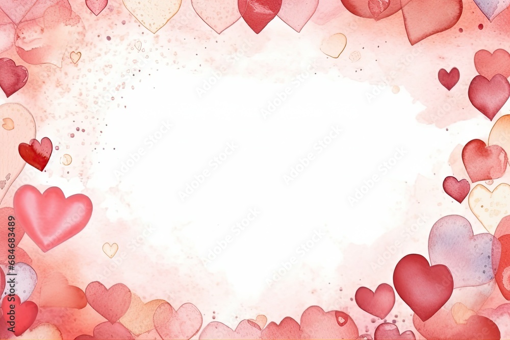 Personalized Valentines: Express Affection with Watercolor Background, Red and Gold Tones, and Central Empty Space.