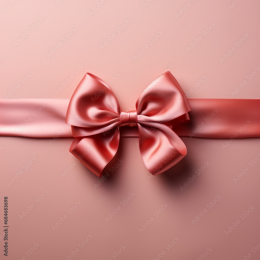 gift pink ribbon in traditional style, horizontal ribbon extends from the center of the bow to the edges of the image gift pink ribbon in traditional style, horizontal ribbon extends from the center of the bow to the edges of the image