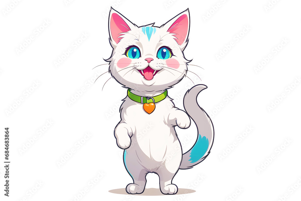 A Cartoonish White Cat in a Playful Pose (PNG 10800x7200) A Cartoonish White Cat in a Playful Pose (PNG 10800x7200)