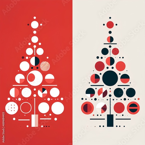Geometric Christmas Tree on Red and White