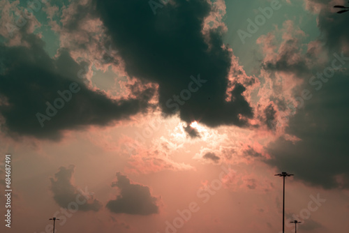 Beautiful sky at sunset, clouds during sunset. High quality photo