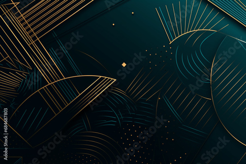 Abstract background with geometric shapes and golden lines. Vector illustration. Eps 10