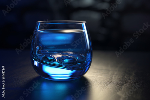 Glass of water with ice cubes on a dark background  close up