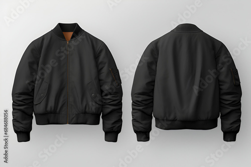 Fototapete Fashion black bomber jacket mockup