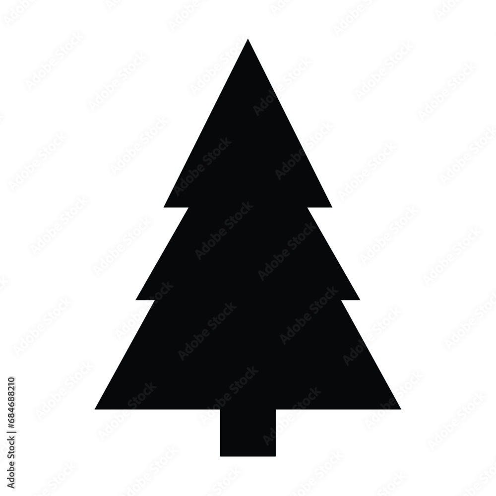 Christmas tree silhouette icon Vector
