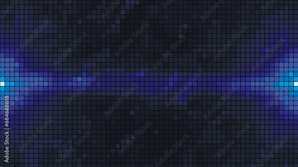 Blue mosaic tile background in technology concept. Abstract blue LED squares. Blue pixel grid background. Vector illustration. Blue mosaic tile background in technology concept. Abstract blue LED squares. Blue pixel grid background. Vector illustration.