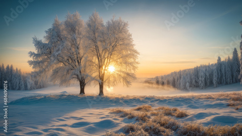 sunrise in the winter forest © CRYPTOERMD