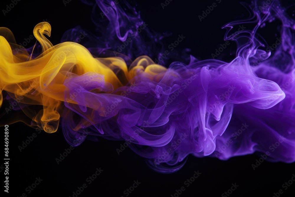 Purple yellow smoke black background Color smoke. Water splash. Cosmic stardust. Purple yellow smoke black background Color smoke. Water splash. Cosmic stardust.