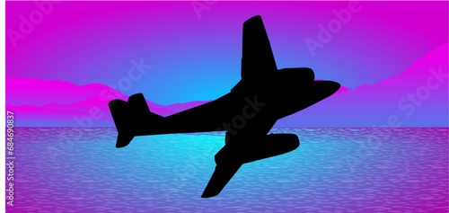 avión, vector, silueta, aeronave, aeroplano