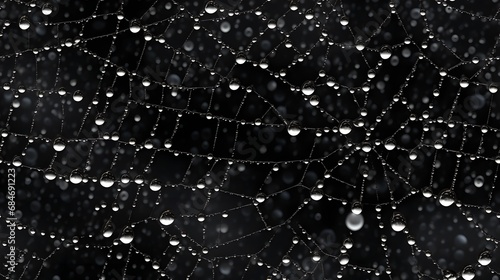 Dewy Spider Web Drops: Nature's Abstract Macro Beauty in Seamless Tileable Texture