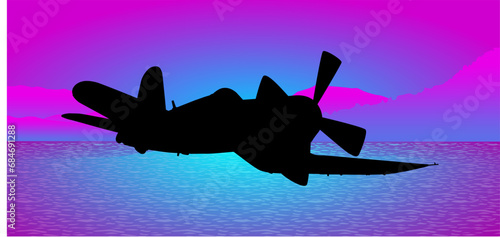 avión, vector, silueta, aeronave, aeroplano