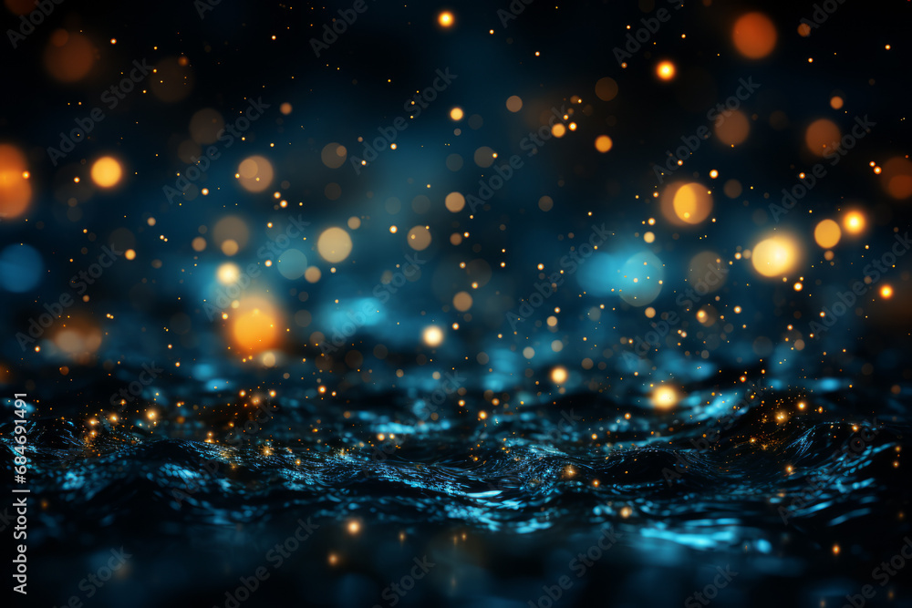 Obraz premium Blue dust and glimmering lights