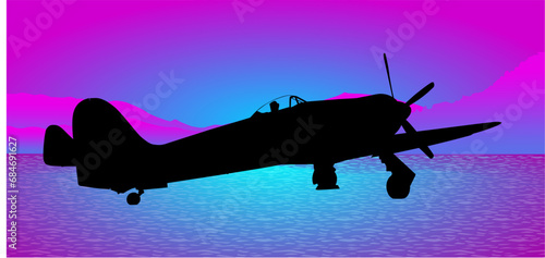avión, vector, silueta, aeronave, aeroplano