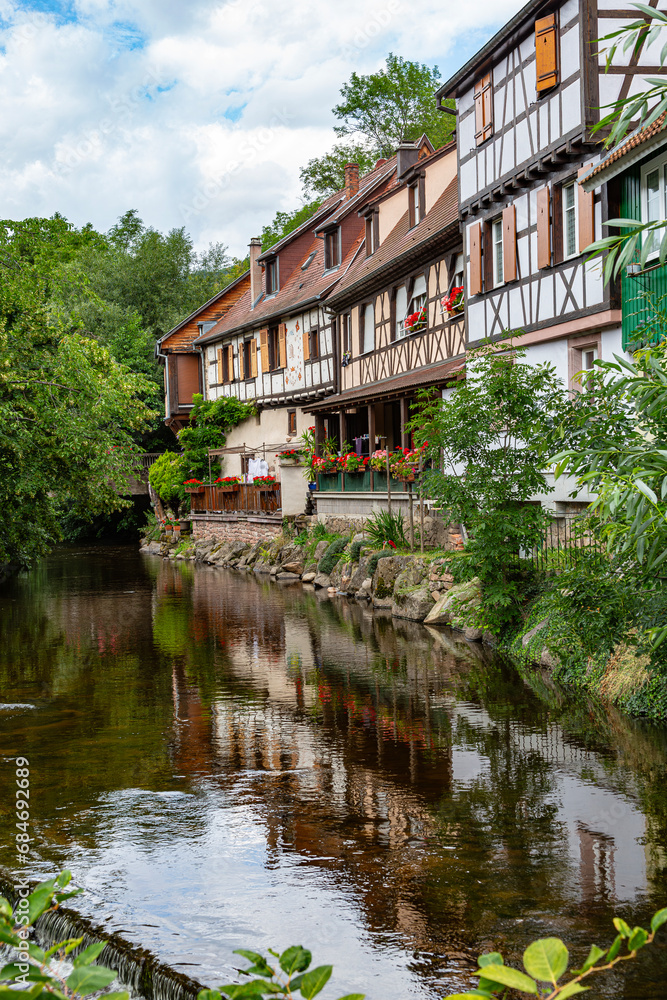 Façades de Kaysersberg, Haute-Rhin, France