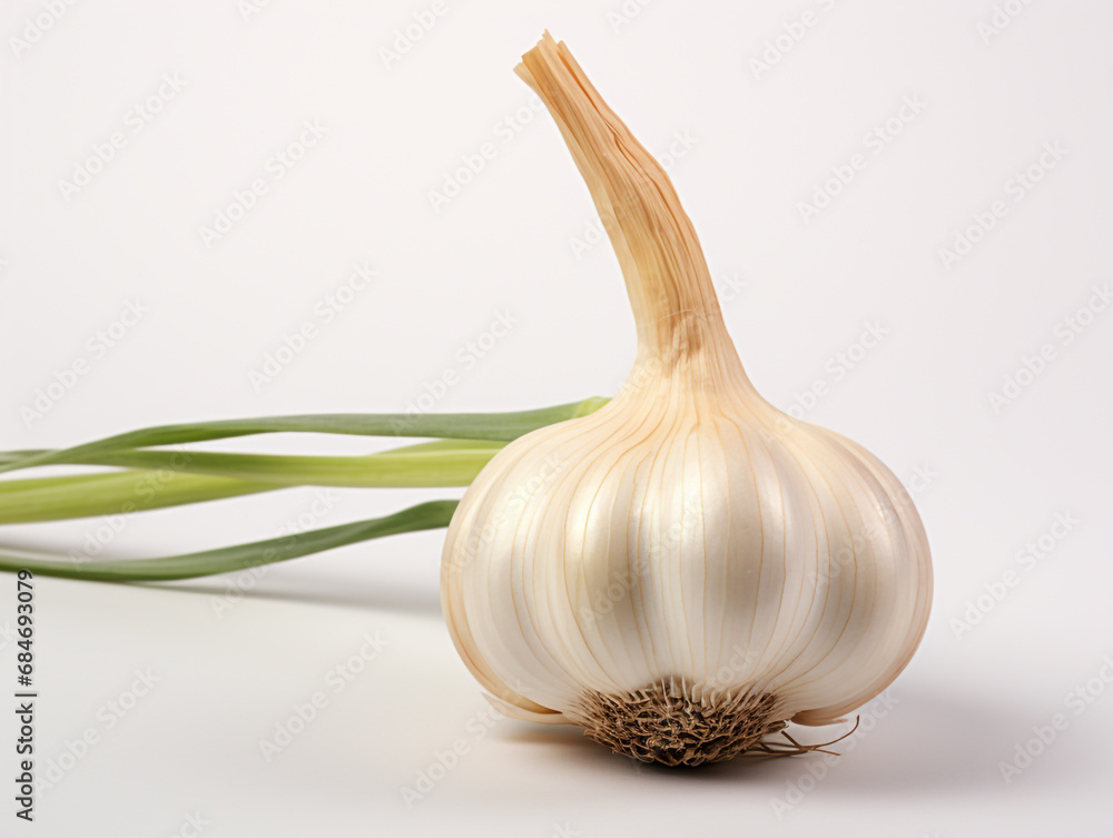 Garlic isolated on plain background. Garlic is widely used in cooking.