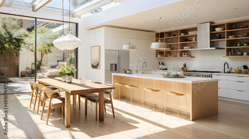 Modern style kitchen interior that gives a feeling of openness and comfort. Ai generate © MOUNTAIN